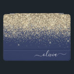 Gold Navy Blue Glitter Script Monogram Girly Name iPad Pro Cover<br><div class="desc">Gold and Navy Blue Faux Foil Metallic Sparkle Glitter Script Monogram Name Laptop Case. This makes the perfect sweet 16 birthday,  wedding,  bridal shower,  anniversary,  baby shower or bachelorette party gift for someone that loves glam luxury and chic styles.</div>