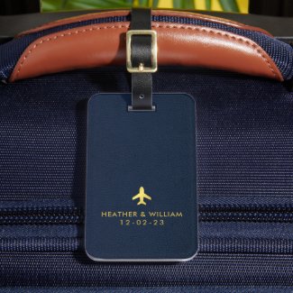 Gold Navy Blue Leather Destination Wedding Favors 