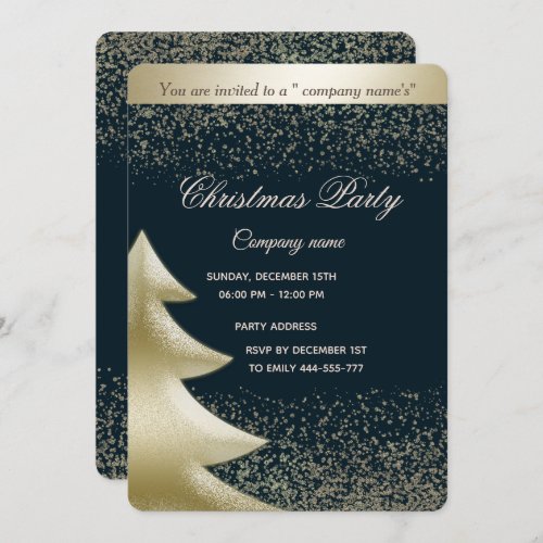 Goldnavy blue luxury corporate Christmas party Invitation