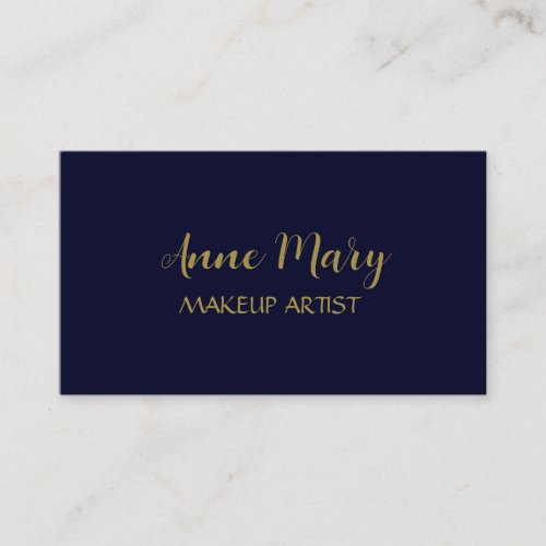 Gold Navy Blue Makeup Artist Minimal Modern Business Card