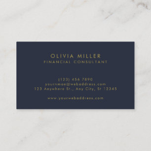 Gold Navy Blue Minimalist Modern Professional Business Card