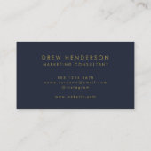 Gold Navy Blue | Minimalist Modern Professional Business Card (Back)