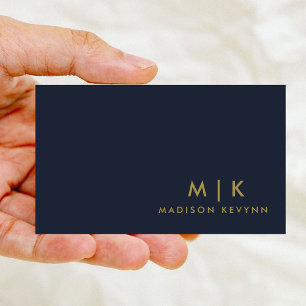 Gold Navy Blue   Minimalist Modern Professional  Business Card