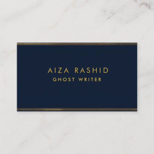 Gold Navy Blue  Minimalist Modern Professional Business Card