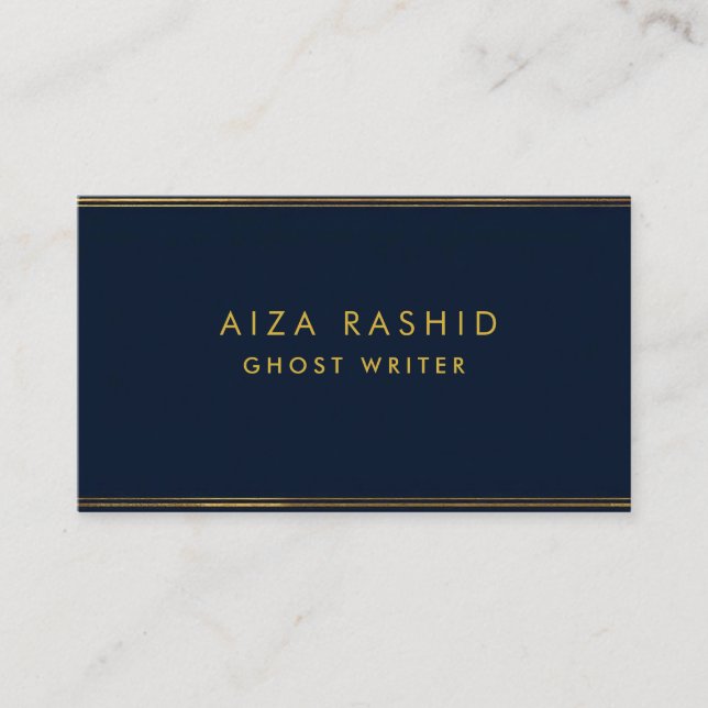 Gold Navy Blue | Minimalist Modern Professional Business Card (Front)