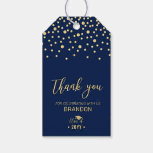 Gold & Navy Blue Modern Graduation Party Favor Gift Tags