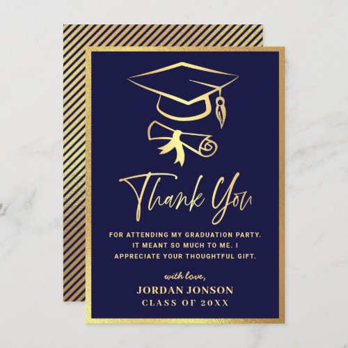 Gold Navy Blue Modern Graduation Thank You Card - Gold Navy Blue Modern Graduation Thank You Card.
For further customization, please click the "Customize" link and use our  tool to design this template. 
If you need help or matching items, please contact me.