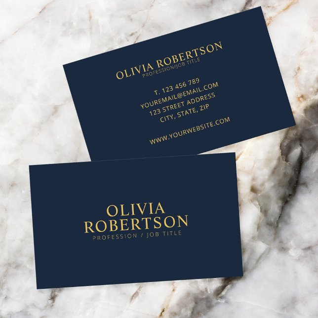 Gold Navy Blue Modern Minimalist Professional Business Card (Creator Uploaded)