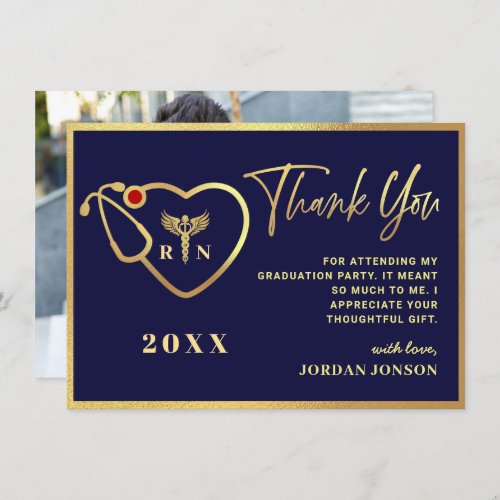 Gold Navy Blue Modern Nursing School Graduation Thank You Card - Gold Navy Blue Modern Nursing School Graduation Thank You Card.
For further customization, please click the "Customize" link and use our  tool to design this template. 
If you need help or matching items, please contact me.