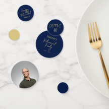 Gold & Navy Blue Modern Retirement Party Decor