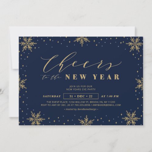 Gold  Navy Blue  New years eve Corporate Party Invitation