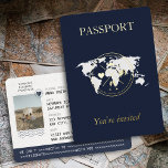Gold & Navy Blue Passport Unique Wedding Photo Foil Invitation<br><div class="desc">Introducing Our "Golden Voyage" Wedding Passport Invitation - Your Passport to Love! Your love story is an extraordinary journey, and now you can invite your dearest friends and family to embark on this incredible adventure with our "Golden Voyage" wedding passport invitation. Exquisitely designed and thoughtfully crafted, this invitation is a...</div>