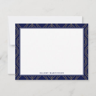 Gold & Navy Blue Pattern  Note Card