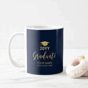 Gold & Navy Blue Personalized Graduation Gifts Coffee Mug