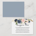 Gold Navy Blue Pink Floral Honeymoon Wish  Enclosure Card<br><div class="desc">This gold navy blue pink floral honeymoon wish enclosure card is perfect for a simple wedding. The design features beautiful hand-painted dark blue,  blue,  navy,  pink ,  blush,  gold flowers and green foliage,  bunched into elegant bouquets.</div>