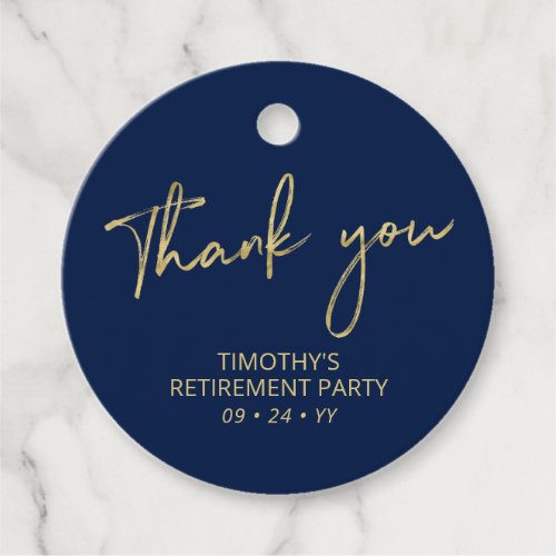 Gold  Navy Blue Retirement Party Thank you Favor Favor Tags