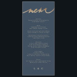 Gold Navy Blue Simple Classic Wedding Menu<br><div class="desc">*NOT REAL FOIL* ***this design is part of a matching collection*** _______________________ this design template is fully editable / customizable by you the customer - click personalize further button if you wish to move, add, delete, or make significant changes to the design _______________________ *if you have any DESIGN questions or...</div>