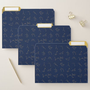 Gold & Navy Blue Zodiac Constellations Pattern File Folder