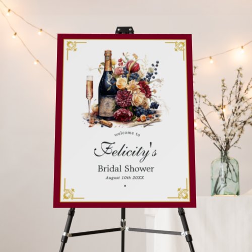 Gold Navy  Burgundy Wine Tasting Bridal Shower Foam Board