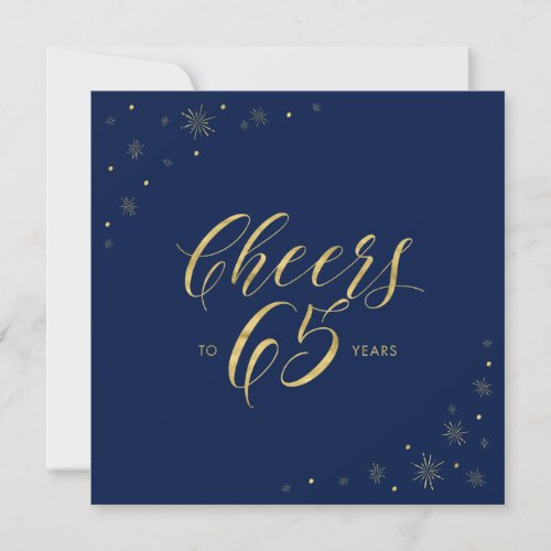 Gold  Navy  Cheers 65th Birthday Party Square Invitation
