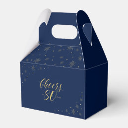 Gold & Navy | Cheers 80 years 80th Birthday Party Favor Boxes