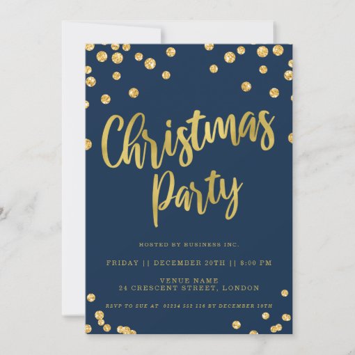 Gold Navy Christmas Corporate Holiday Party Invitation | Zazzle