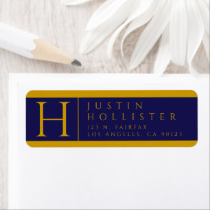 Gold & Navy   Classy Return Address Label