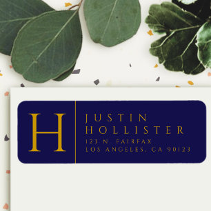 Gold & Navy Classy Return Address Label