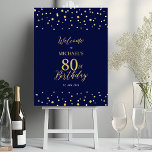 Gold & Navy Confetti 80th Birthday Party Welcome Foam Board<br><div class="desc">Welcome your guests to a special celebration day with this stylish gold &  navy blue welcome sign. This sign features modern typography" Welcome to 80th Birthday" and a hexagon confetti design. You can customize the name and the date. Matching invitations and party supplies are available at my shop BaraBomDesign.</div>