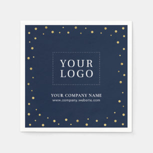 Gold & Navy Confetti Business Promotional Logo Napkins