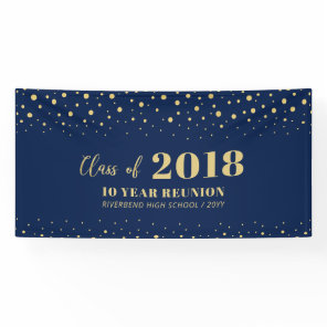 Gold & Navy Confetti Class Reunion Party Welcome Banner