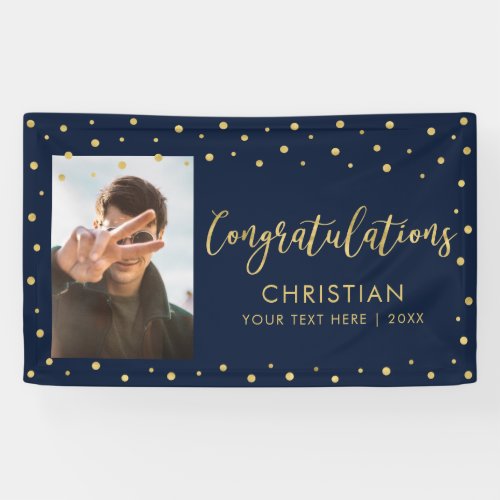 Gold  Navy  Congratulations Party Event Photo Banner