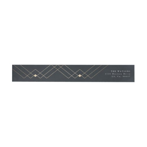 Gold Navy Elegance Diamond Geo Deco Wedding Wrap Around Label