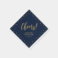 Gold & Navy Elegant Classic Cheers Birthday Party
