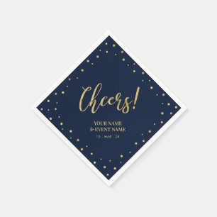 Gold & Navy Elegant Classic Cheers Birthday Party Napkins