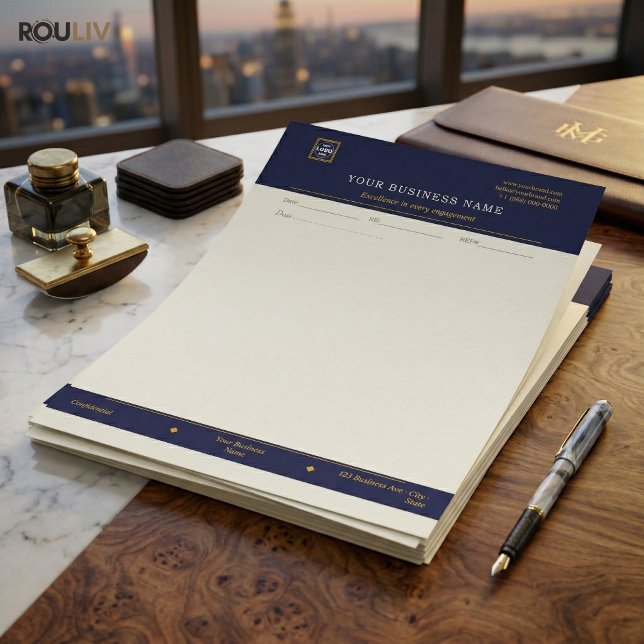 Gold Navy Executive Letterhead | Luxury Business  (Gold Navy Executive Letterhead | Luxury Business Stationery)