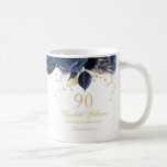 Gold Navy Floral Rose 90th Birthday Coffee Mug<br><div class="desc">More Elegant Birthday Mugs in the Little Bayleigh Store!</div>