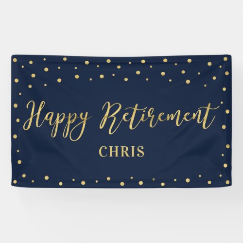 Gold  Navy  Happy Retirement Party Banner