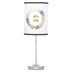 Gold Navy Hexagon Minimalist Wreath Calm Table Lamp