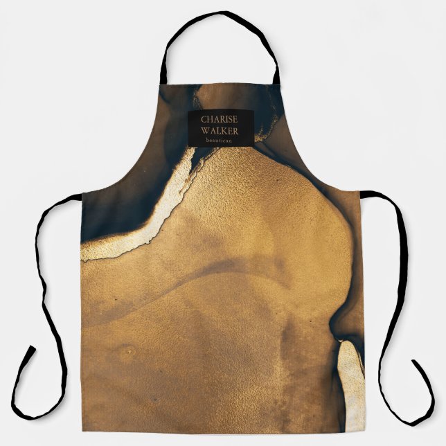gold navy ink beautician salon monogram apron (Front)