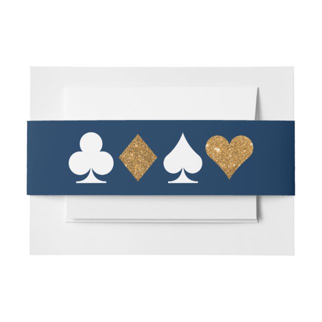 Gold Navy Las Vegas Wedding Invitation Belly Band (Front Example)