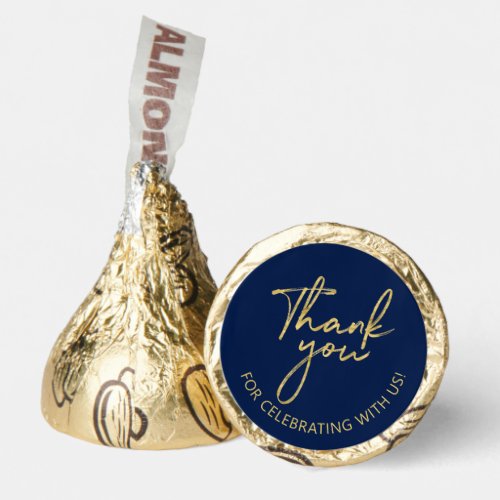 Gold  Navy Lettering Thank you Birthday Party Hersheys Kisses