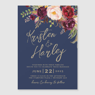 Gold Navy Marsala Wedding Invitation Lucy