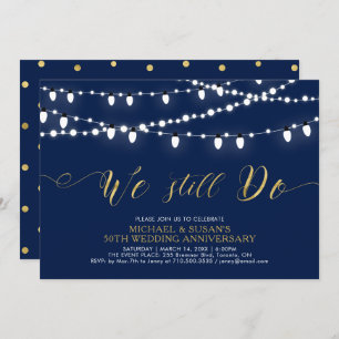 Gold & Navy   Modern 50th Wedding Anniversary Invitation