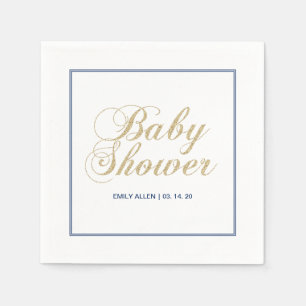 Gold & Navy Modern Boy Baby Shower Paper Napkin