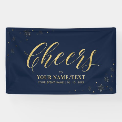 Gold  Navy Modern Cheers All Occasions Party Banner