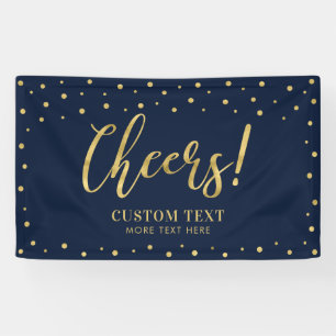 Gold & Navy   Modern Cheers All Occasions Party Banner