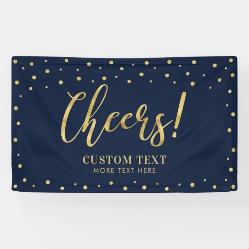 Gold  Navy  Modern Cheers All Occasions Party Banner