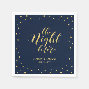 Gold & Navy Modern Confetti Rehearsal Dinner Napkins