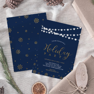 Gold & Navy   Modern Corporate Holiday Party Invitation